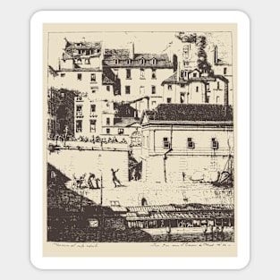 Historic Paris Morgue Illustration by Charles Méryon Sticker